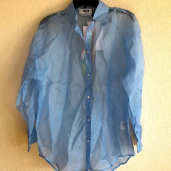 MSGM Camicia Shirt IN SKY button up top - Picture 2 of 10